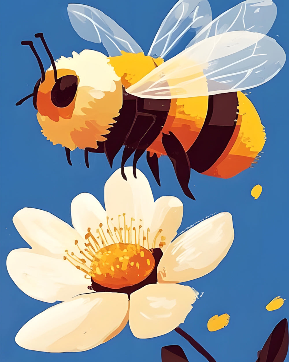 Cheerful bumblebee and white blossom cross stitch kit for beginners