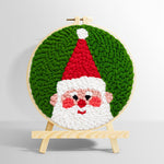 Cheerful santa portrait punch needle kit for beginners