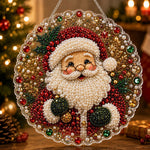 Cheerful santa with holly pearl diamond painting kit for beginners