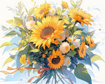 Cheerful sunflower bouquet paint by numbers kit for beginners