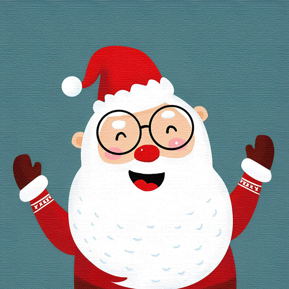 Cheering santa claus with glasses cross stitch kit for beginners