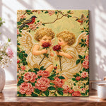 Cherubs with roses pearl diamond painting kit for beginners