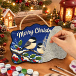 Chickadee winter christmas paint by numbers door hanger painting process