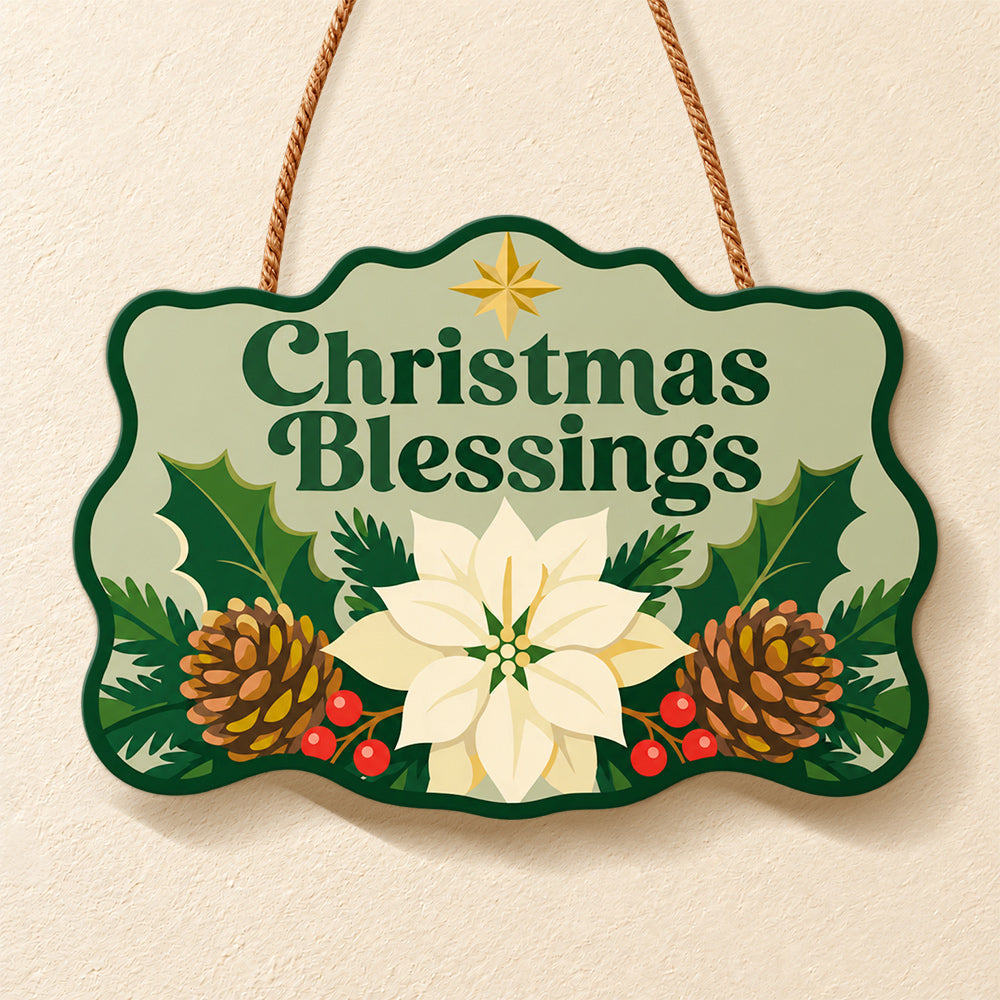 Christmas blessings green paint by numbers door hanger finished design