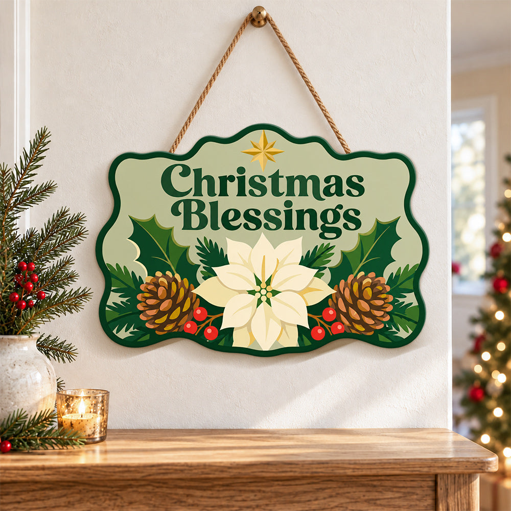 Christmas blessings green paint by numbers door hanger as indoor wall decor