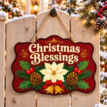Christmas blessings poinsettia paint by numbers door hanger on a garden gate