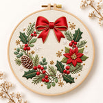 Christmas bow wreath embroidery kit