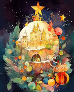 Christmas castle bauble cross stitch kit for beginners