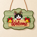 Christmas cat welcome paint by numbers door hanger finished design