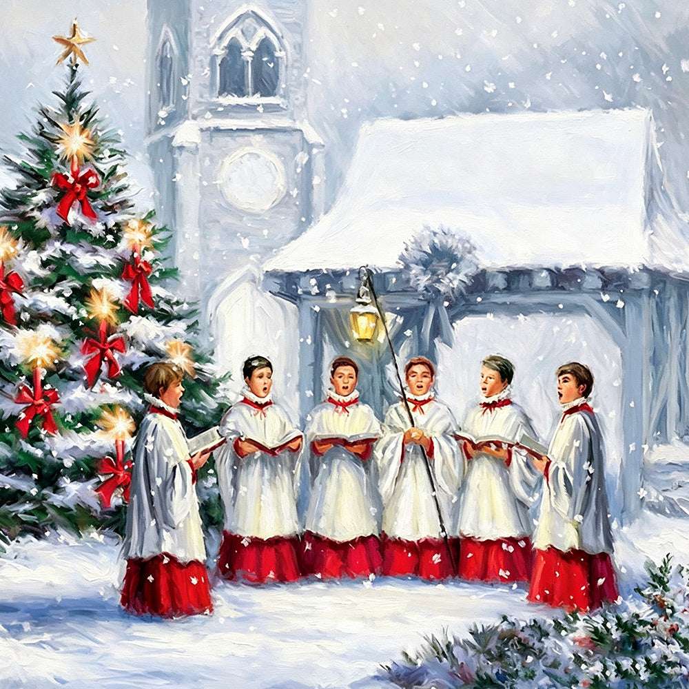 Christmas choir singing in the snow paint by numbers kit for beginners