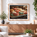 Finished christmas cookies in oven paint by numbers artwork displayed as home decor