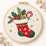 Christmas fireplace stocking embroidery kit