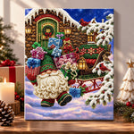 Christmas gnome with gift sleigh pearl diamond painting kit for beginners
