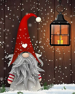 Christmas gnome with red hat and lantern cross stitch kit for beginners
