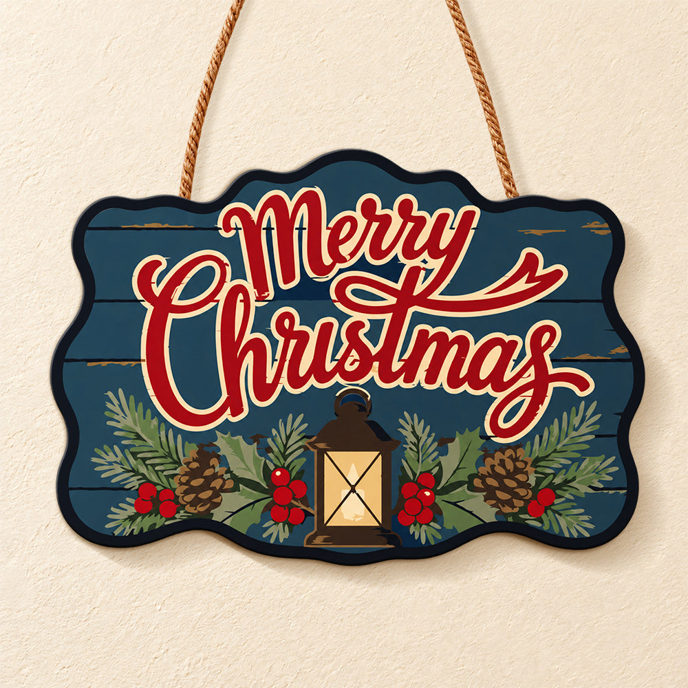 Christmas lantern decor paint by numbers door hanger finished design