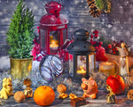 Christmas lanterns and candles cross stitch kit for beginners