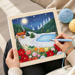 Creating handmade christmas lighthouse scene punch needle artwork