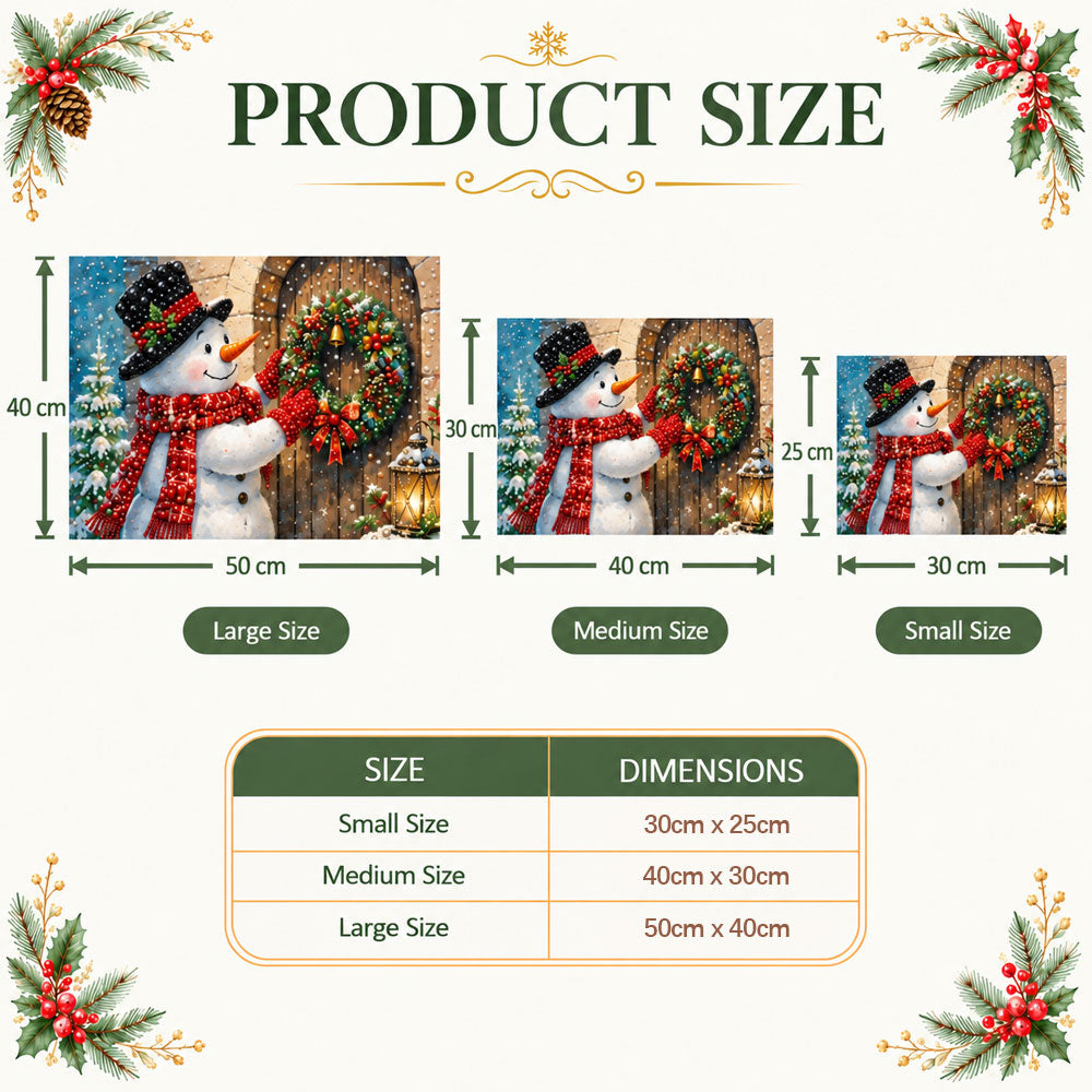 Christmas pearl diamond painting size guide with multiple horizontal rectangular size options
