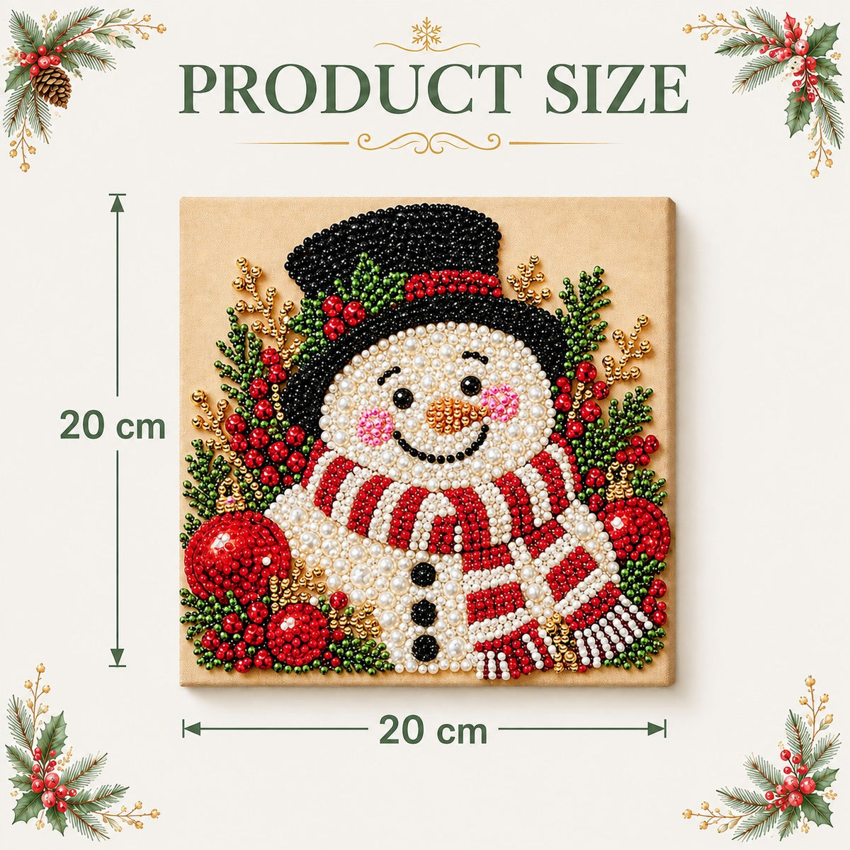 Framed Christmas pearl art available in square size 20cm