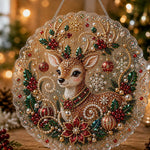 Christmas reindeer with holly pearl diamond painting kit for beginners