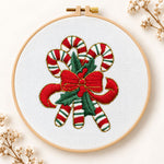 Christmas striped candy cane embroidery kit