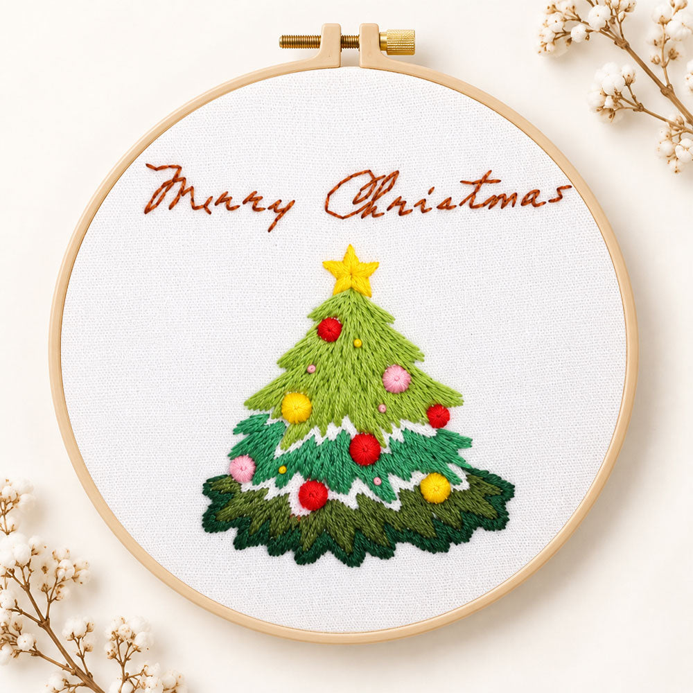 Christmas tree greeting embroidery kit