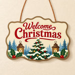 Christmas tree welcome paint by numbers door hanger finished design