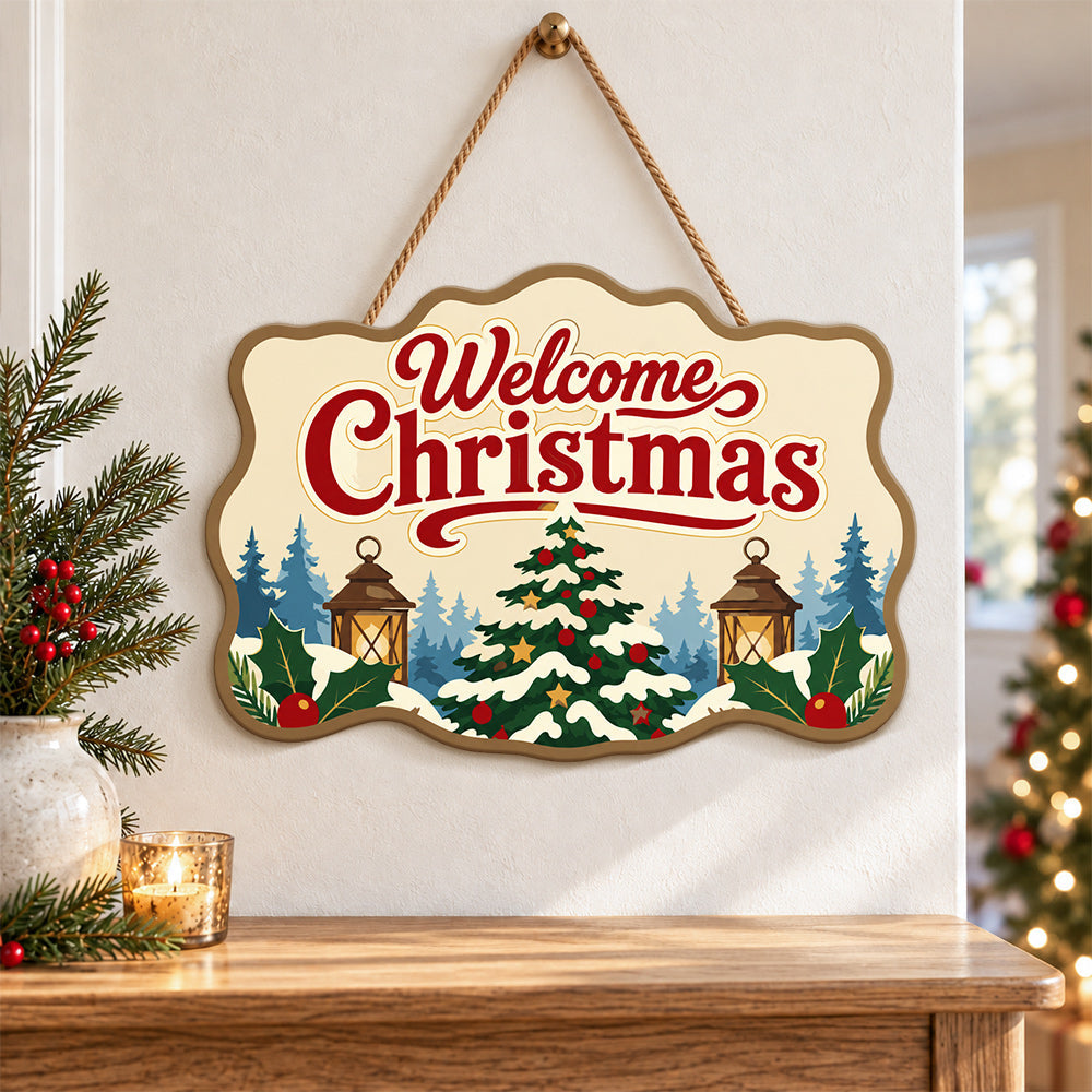 Christmas tree welcome paint by numbers door hanger as indoor wall decor