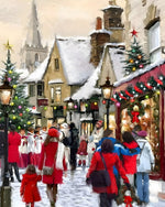 Christmas village street scene cross stitch kit for beginners