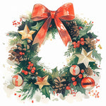 Classic christmas wreath with red bow cross stitch kit for beginners