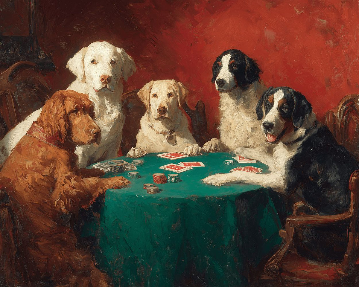 Classic dogs playing cards cross stitch kit for beginners