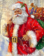 Classic father christmas carrying a sack of toys cross stitch kit for beginners
