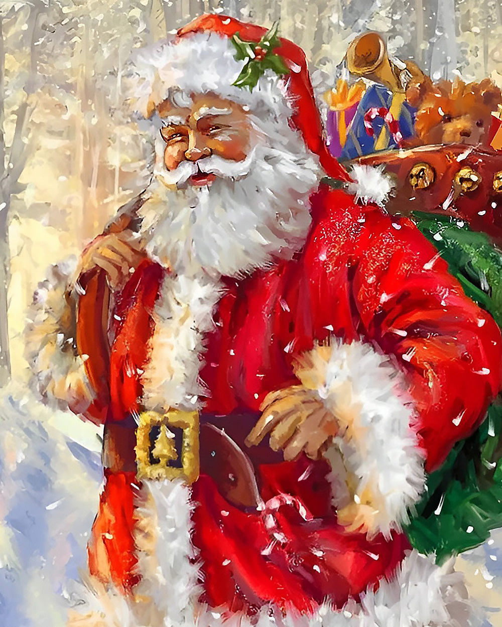 Classic father christmas carrying a sack of toys cross stitch kit for beginners