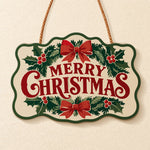 Classic holly and bow paint by numbers door hanger finished design