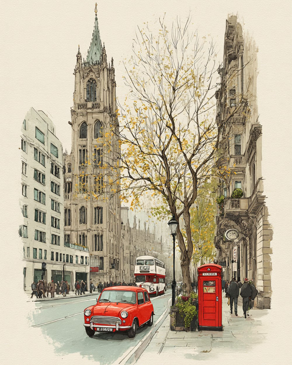 Classic london street scene cross stitch kit for beginners