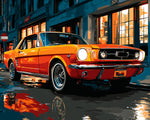 Classic orange car cross stitch kit for beginners