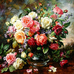 Classic rose still life cross stitch kit for beginners