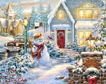 Classic snowman outside the house cross stitch kit for beginners