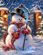 Classic snowman with top hat cross stitch kit for beginners