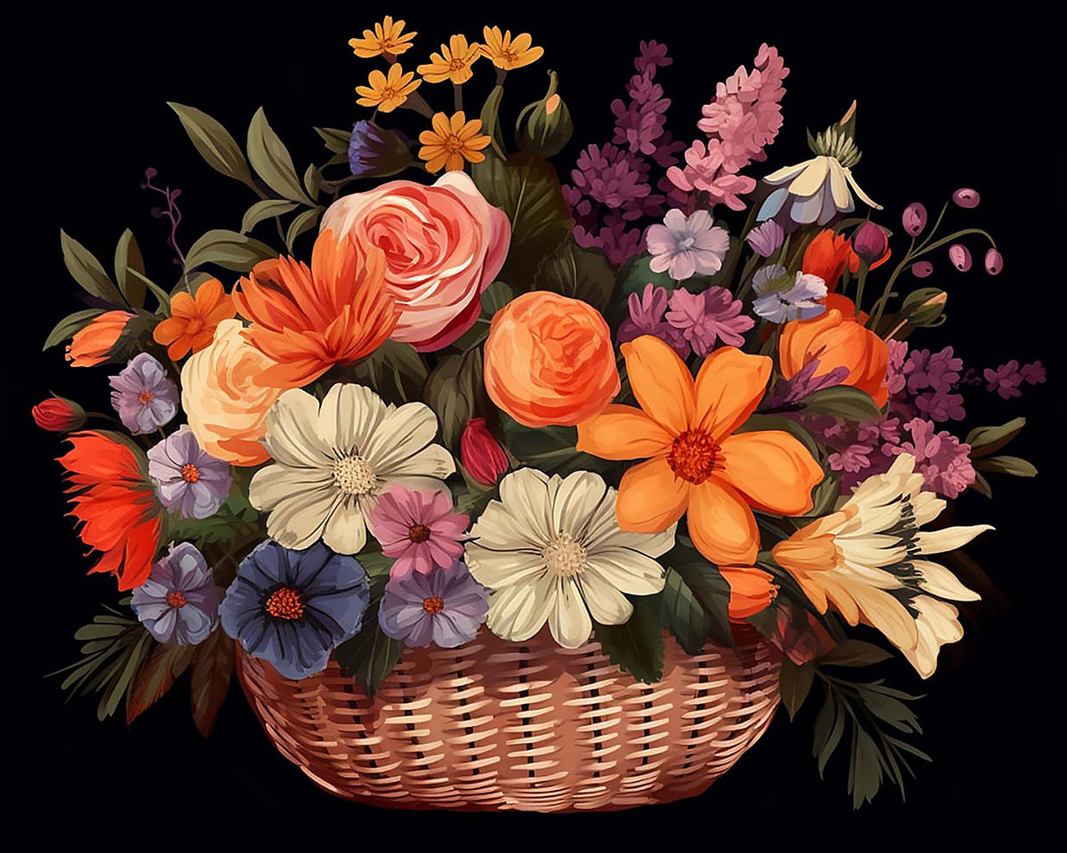 Classic wildflower basket paint by numbers kit for beginners