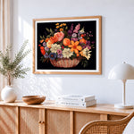 Classic wildflower basket paint by numbers artwork displayed on wall as home decor
