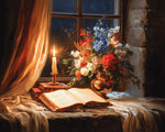Classical still life with candle and books paint by numbers kit for beginners