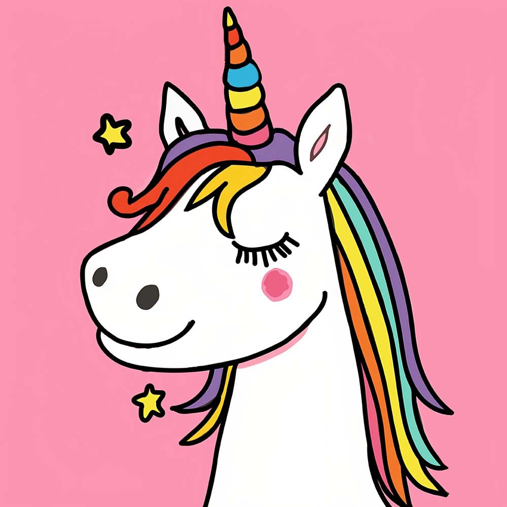 Closed-eyes smiling unicorn cross stitch kit for beginners