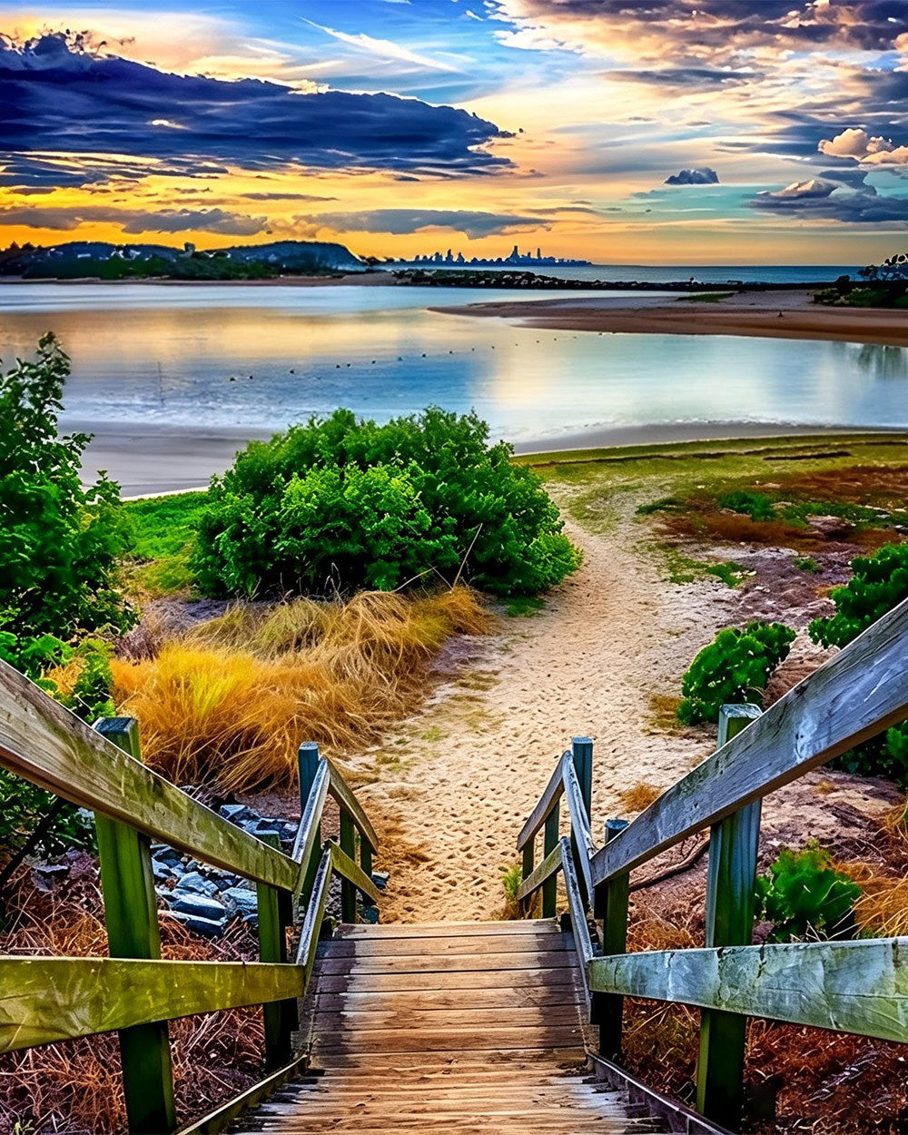 Coastal boardwalk to the beach cross stitch kit for beginners