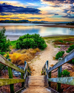 Coastal boardwalk to the beach cross stitch kit for beginners
