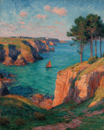 Coastal cliffs and sailboat cross stitch kit for beginners