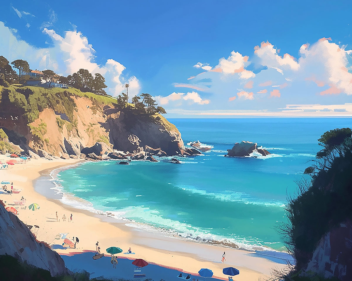 Coastal cove and cliffs paint by numbers kit for beginners