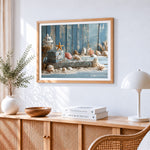 Coastal starfish and seashells paint by numbers artwork displayed on wall as home decor