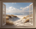 Coastal view window cross stitch kit for beginners