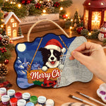 Collie merry christmas paint by numbers door hanger painting process